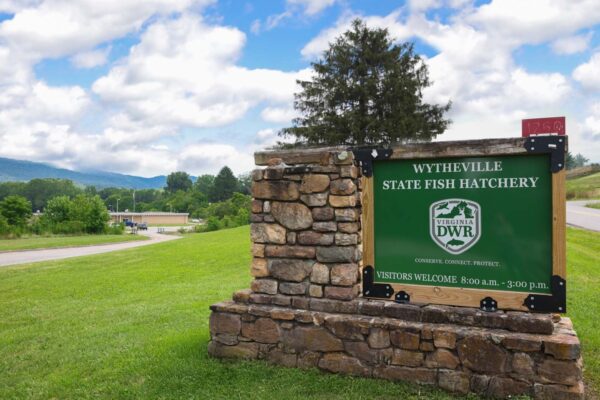 懷斯维尔魚類孵化場的歡迎標誌