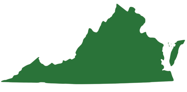 東方箱龜的範圍地圖；它們發現在整個弗吉尼亞州